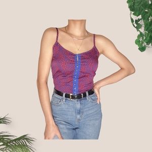 Abstract Polka Dot Front Closure Cami Top